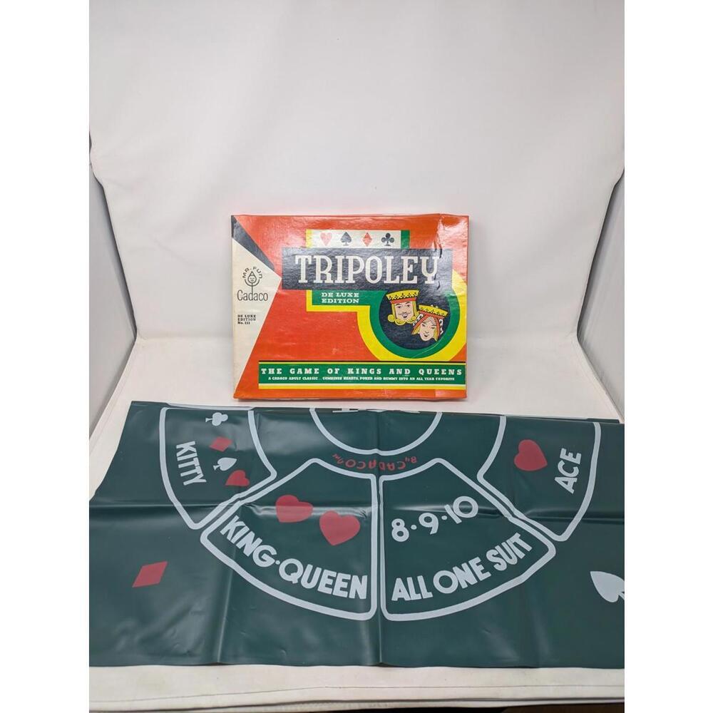 Vintage 1965 Cadaco Tripoley Deluxe Edition Hearts Poker Rummy Table Mat